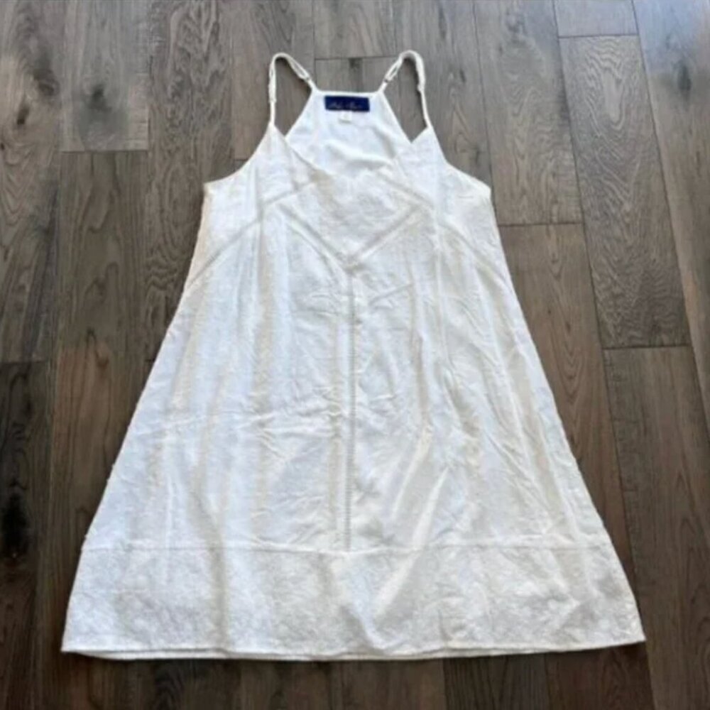 Francesca's Blue Rain White Eyelet Embroidered Sundress Size S Boho Cottagecore